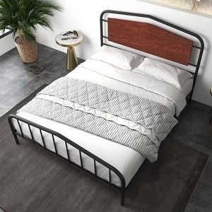 Full Size Bed Frame, with Wooden Headboard and Footboard, Metal Platform Bed Frame, Large Under Bed Storage, Noise Free, No Box Spring Needed - 1 of 4