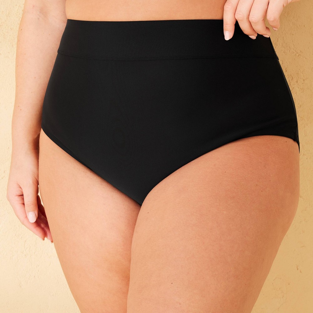 Photos - Swimwear Women's High Waist Tummy Control Full Coverage Bikini Bottom - Shade & Shore™ Black 2X