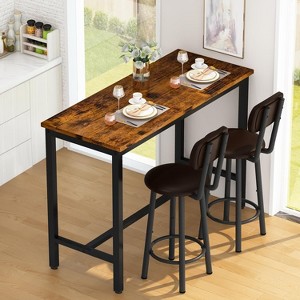 Modern Rectangle Dining Room Table Set for 2, Kitchen Bar Table Set With MDF Tabletop & 2 PU Leather Chairs for Small Space, Living Room, Apartment - 1 of 4