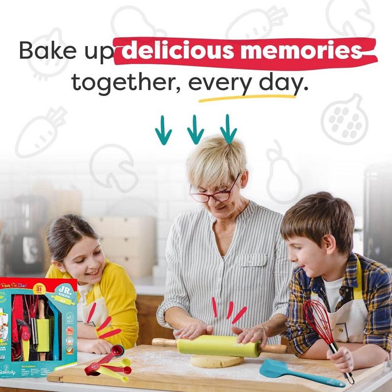 Baketivity 31 Pcs Kids Cooking & Baking Set with Kids Knife & Real Cooking Utensils - Kids Baking Set Gift for Girls & Boys, 4 of 10