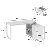 FUFU&GAGA White L Shape Wooden Computer Desk  with Drawer Open Shelves - 3 of 4