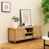 Tangkula Boho TV Stand for TV up to 55" w/ Faux Rattan Door Side Cabinet & Open Shelf - 3 of 4