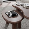 MAYEERTY Solid Wood Coffee Table Set Cashew Shaped in Walnut Color for Living Room Bedroom - 3 of 4