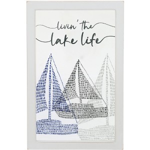 Pavilion Gift Company - Lake Life - 5.5" x 8.5" Framed Glass Plaque - Wall Sign Panels - 1 of 4