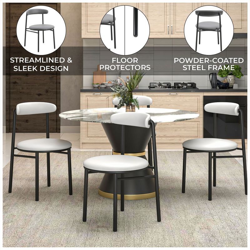 LeisureMod Lume Modern Dining Chair Upholstered in Polyester with Powder-Coated Metal Legs, Contemporary Accent Chair for Dining Room, Kitchen, Side Chair, 5 of 14