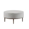 Loring Upholstered Round Cocktail Ottoman with Metal Base Gray - Madison Park: Textured Fabric, Modern Design - 2 of 4
