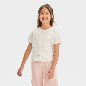 Girls' Short Sleeve Embroidered Boxy T-Shirt - Cat & Jack™ - 1 of 3