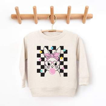 The Juniper Shop Checkered Groovy Bunny Toddler Graphic Sweatshirt