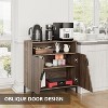 Storage Cabinet with Doors and Shelves, Metal Frame Oblique Door Sideboard for Living Room, Bedroom, Enterway, Hallway, Brown - 4 of 4