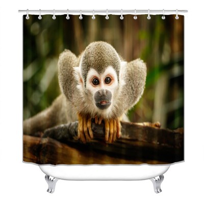 Funny Monkey Shower Curtains for Bathroom Waterproof Fabric Bath Curtain Durable Soft Stylish Bathroom Decor 72x72 Inch