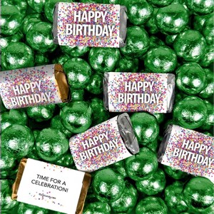 Happy Birthday Candy Confetti Assorted Wrapped Chocolate Miniatures and Milk Chocolate Foil Ball Mix - 1 of 4