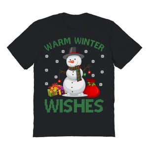 Rerun Island Men's Christmas Warmwinter Wisheds Short Sleeve Graphic Cotton T-Shirt - 1 of 1