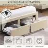 Queen Bed Frame with 2 Storage Drawers, Upholstered Bed Frame, Linen Upholstered Headboard Platform Bed, No Box Spring Needed, Noise-Free - 3 of 4