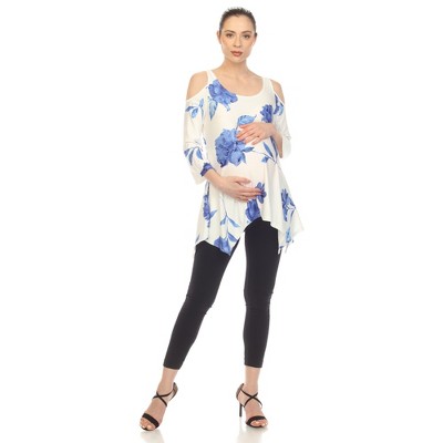 Maternity Floral Printed Cold Shoulder Tunic