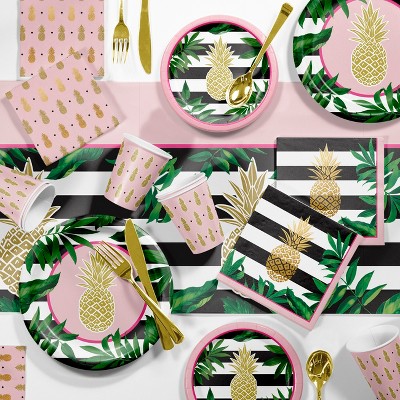  Pineapple Party Supplies Kit Gold And Green 