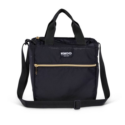 black and gold lunch bag