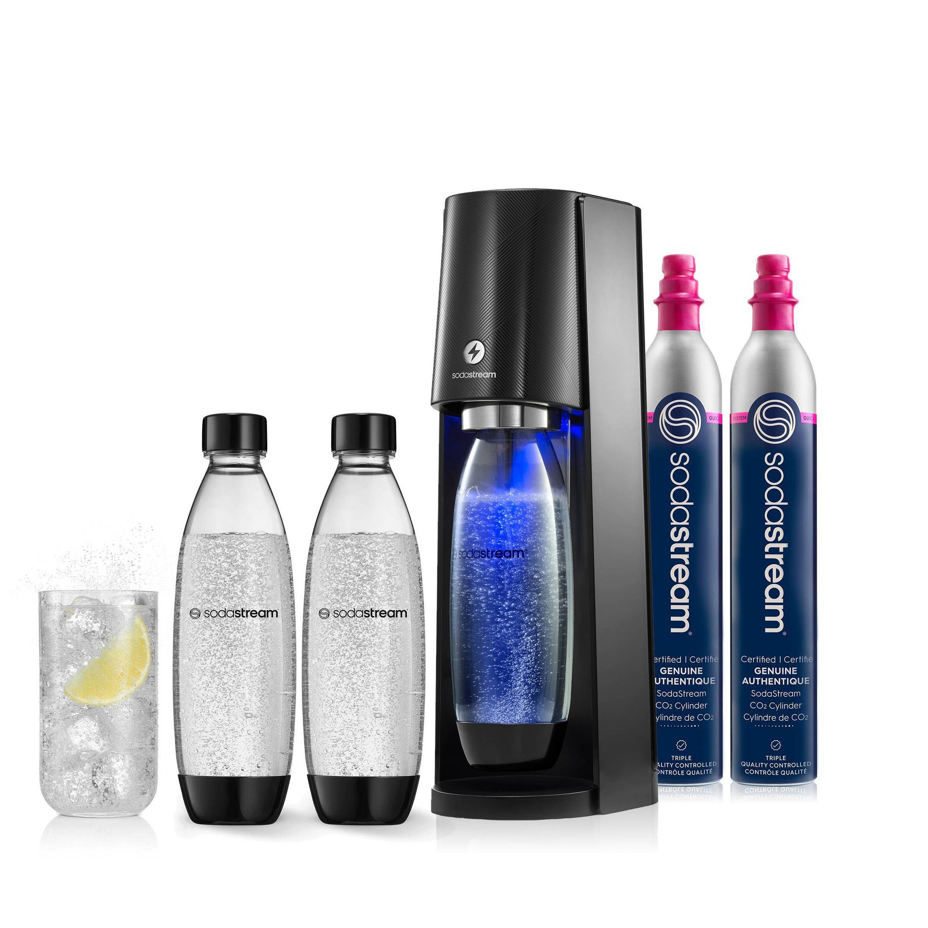 SodaStream E-Terra Bundle with Extra Gas Cylinder and Carbonating Bottles