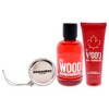 Red Wood by Dsquared2 for Women - 3 Pc Gift Set 3.4oz EDT Spray, 3.4oz Perfumed Bath and Shower Gel, Silver Round Purse - 2 of 4