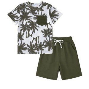 Toddler Boys Set Print Short Sleeve T-Shirt and Shorts Outfit Summer Set Clothing Sets 3-12T - 1 of 4