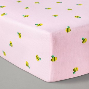 Fitted Crib Sheet Honeybees - Cloud Island Pink