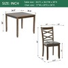 Gulches 5-Piece Walnut Wooden Dining Set for 4 - 34.5" Square MDF Table + 4 Upholstered Cross-Back Chairs, Stable Space-Saving Design - 4 of 4