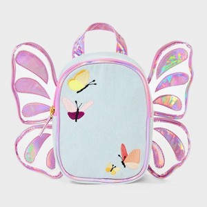 Butterfly Mini Denim Backpack - Cat & Jack™: Cotton Shell, Polyester Handle, Solid Butterfly Pattern - 1 of 4