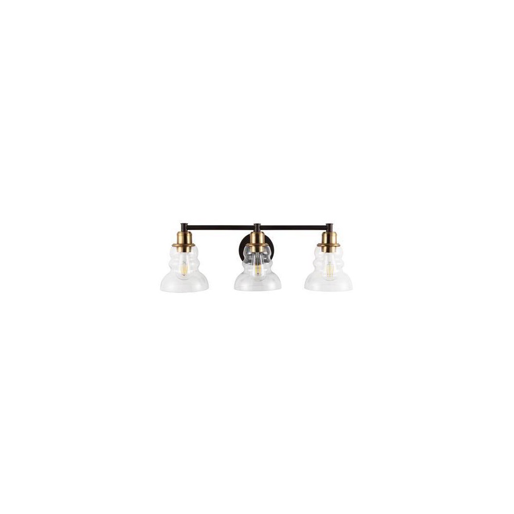 JONATHAN Y 25.5" 3-Light Manhattan Vintage Metal/Glass Industrial Rustic LED Vanity Brass Gold/Oil Rubbed Bronze : ETL Listed