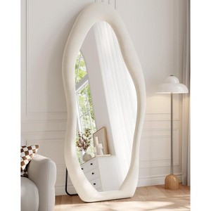 71"x30" Full Body Mirrors, Flannel Floor Mirrors with Stand, Irregular Wavy Mirror Hanging or Leaning Against Wall - 1 of 4