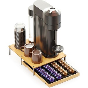 Bamboo Coffee Pod Drawer for Nespresso Vertuo, 40 Large or 56 Small Capsule Storage Tray - 1 of 4