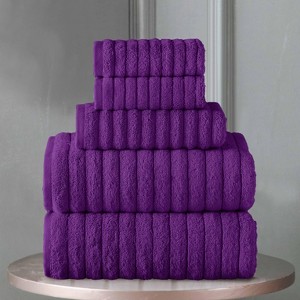 BAGOKIE 100% Turkish Cotton Corduroy Ribbed Bath Towels 6-Piece Set - 1 of 4