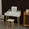 TiramisuBest Vanity Desk Set with LED Lighted Mirror & Power Outlet, Flip Top Vanity Table with Drawers & Cabinet, with Gold+White fo - 4 of 4