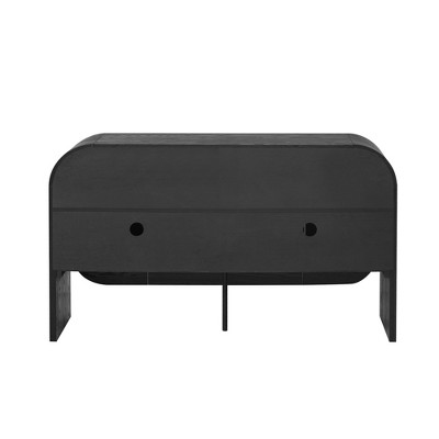 Infurnic Decorative Storage Cabinets Wood Sideboard Cabinet with Curvy Edge and Adjustable Shelves for Living Room, Black, 56"*15.8"*33.2"