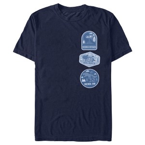 Men's Jurassic World: Dominion Destination Travel Dinosaur Badges T-Shirt - 1 of 4