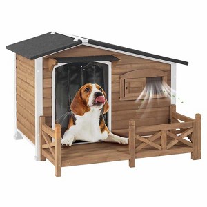 Aivituvin Large Outdoor Dog Shelter | Metal Fram-AIR7024/7024-B - 1 of 4