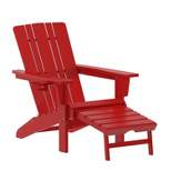 Merrick Lane HDPE Adirondack Chair with Cup Holder and Pull Out Ottoman, All-Weather HDPE Indoor/Outdoor Lounge Chair