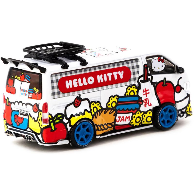 Toyota Hiace Widebody Van "Hello Kitty Capsule Delivery" with METAL OIL CAN 1/64 Diecast Model Car by Tarmac Works, 2 of 4