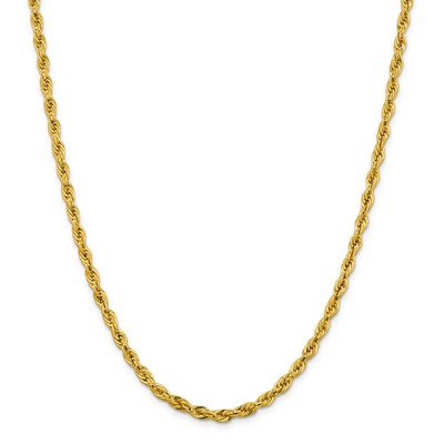 Black Bow Jewelry 4.25mm 10k Yellow Gold Hollow Rope Chain Necklace