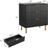 Modern 3 Drawer Dresser for Bedroom with Gold Handle and Large Drawer, Wood Double Chest of Drawers and Storage Organizer for Home - 2 of 4
