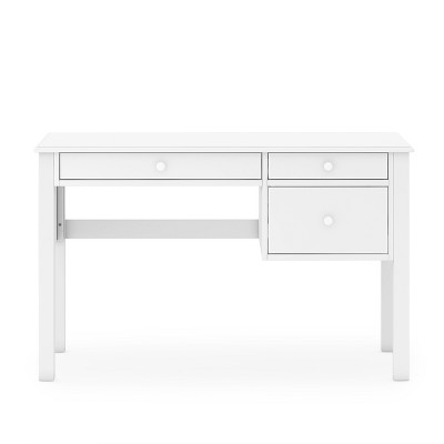 White Wooden Kids' Writing Desk with Chair and Storage Drawers
