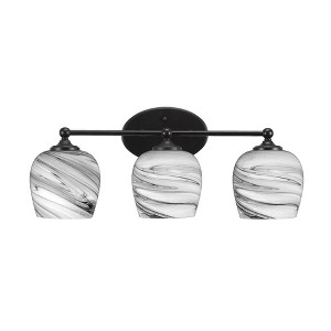 Toltec Lighting Capri 3 - Light Vanity in  Matte Black with 6" Onyx Swirl Shade - 1 of 1
