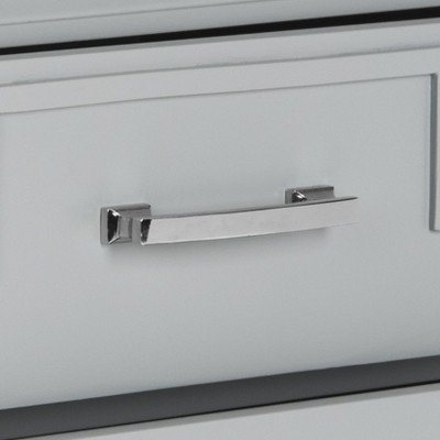 Raina Transitional Greek Key 3-Drawer Nightstand in Grey