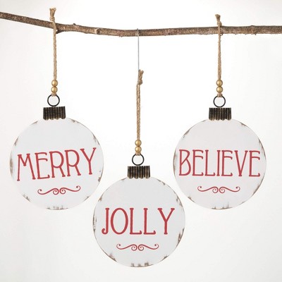 12"H Sullivans Jolly Text Ornament - Set of 3  Multicolored Christmas Ornaments