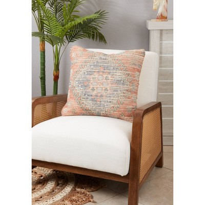Bohemian Multicolor Cotton Chindi Throw Pillow, 20"