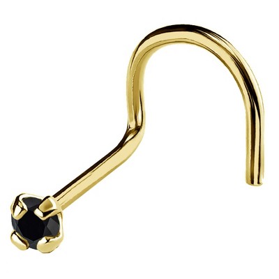 Jewelry Avalanche 22G 14K Gold Nose Screw Nose Stud with Black Diamond