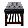 Sapphtopaz Modern Ottoman with Open Storage Shelf PU Upholstered Shoe Bench with Button Tufting Wood End of Bed Bench for Living Room,Bedroom - 2 of 4