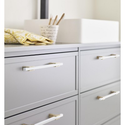 Brushed Gold and White Modern Cabinet Bar Pull