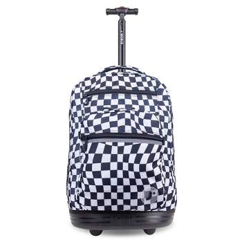 JWorld Sundance 20" Laptop Rolling Backpack - Wavy Checkers: Unisex, 15.6" Padded Sleeve, Organizer Pocket