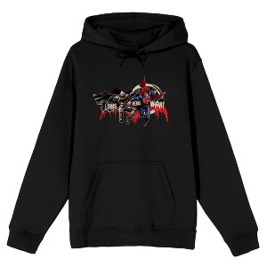 Batman V Superman Dawn Of Justice 2 Heroes in Fight Position Men's Black Hoodie - 1 of 1