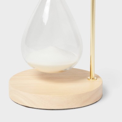 Natural Rubber Wood Hourglass with Gold Metal Stand