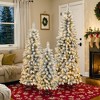 Whisen 3-Piece Pre-Lit Snow-Flocked Artificial Christmas Tree with Warm White LED Lights and Three Different Size (4ft/5ft/6ft) - White - 2 of 4